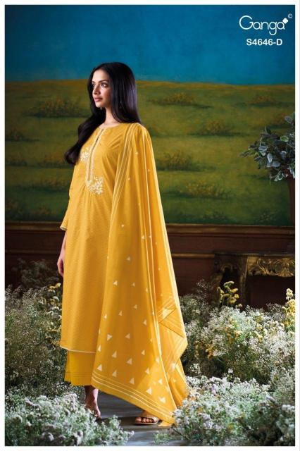 Ganga claria 4646 cotton embroidered dress material wholesale